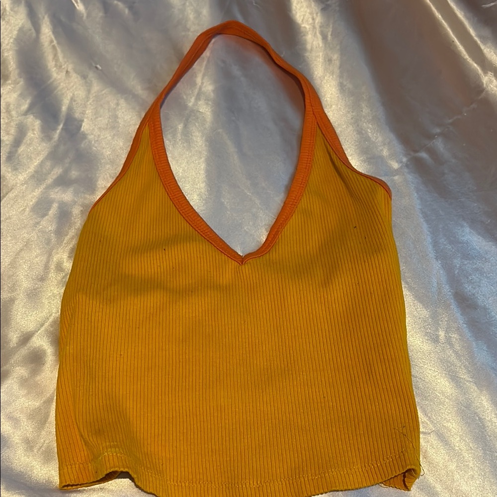 Wild Fable Mustard Yellow Ribbed Halter Top